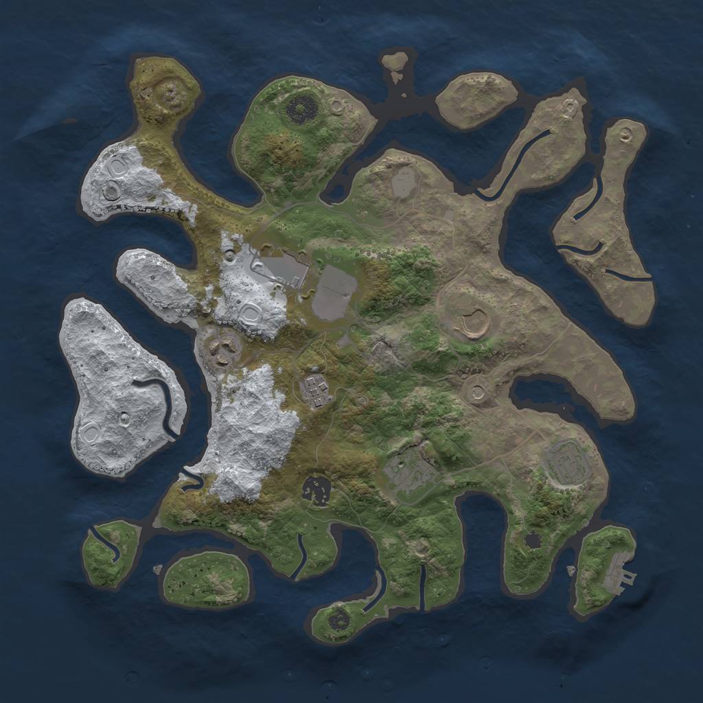Rust Map: Procedural Map, Size: 3500, Seed: 2105301, 14 Monuments