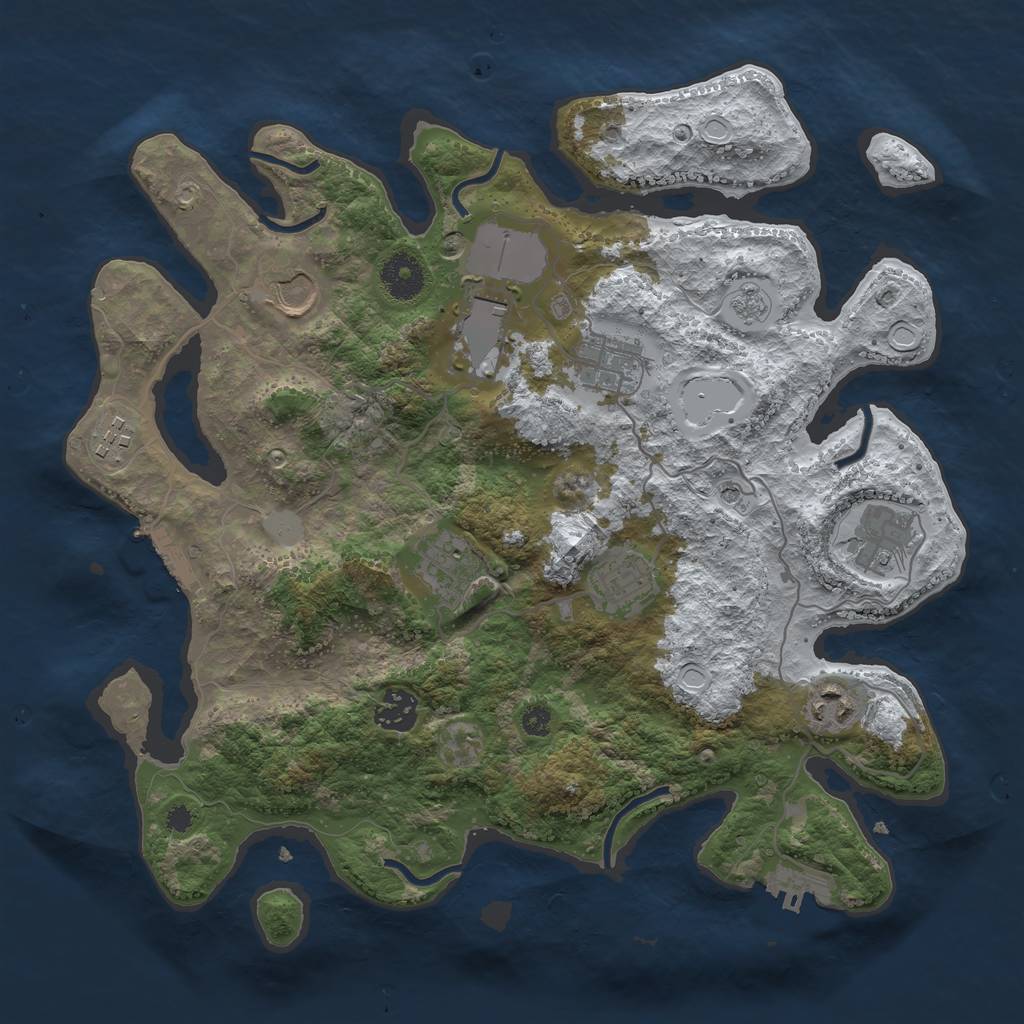 Rust Map: Procedural Map, Size: 3500, Seed: 1006256, 18 Monuments
