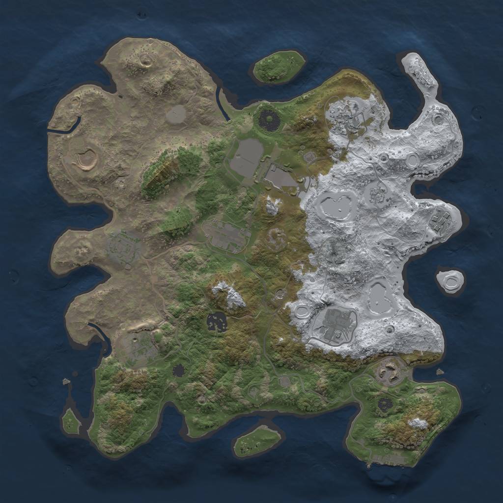 Rust Map: Procedural Map, Size: 3500, Seed: 5426290, 18 Monuments