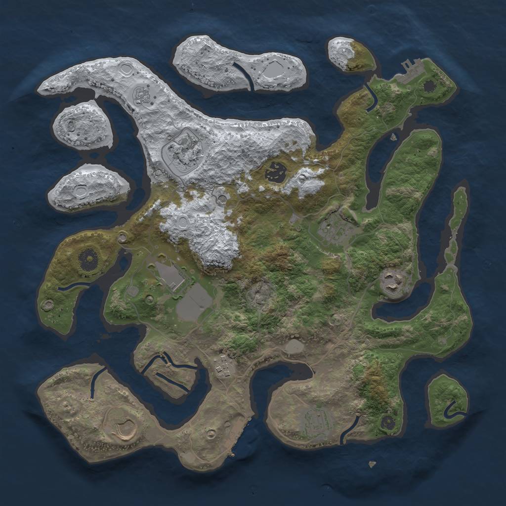 Rust Map: Procedural Map, Size: 3600, Seed: 20803, 17 Monuments