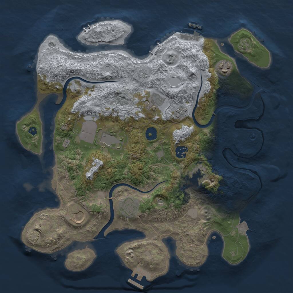 Rust Map: Procedural Map, Size: 3500, Seed: 1880476, 14 Monuments