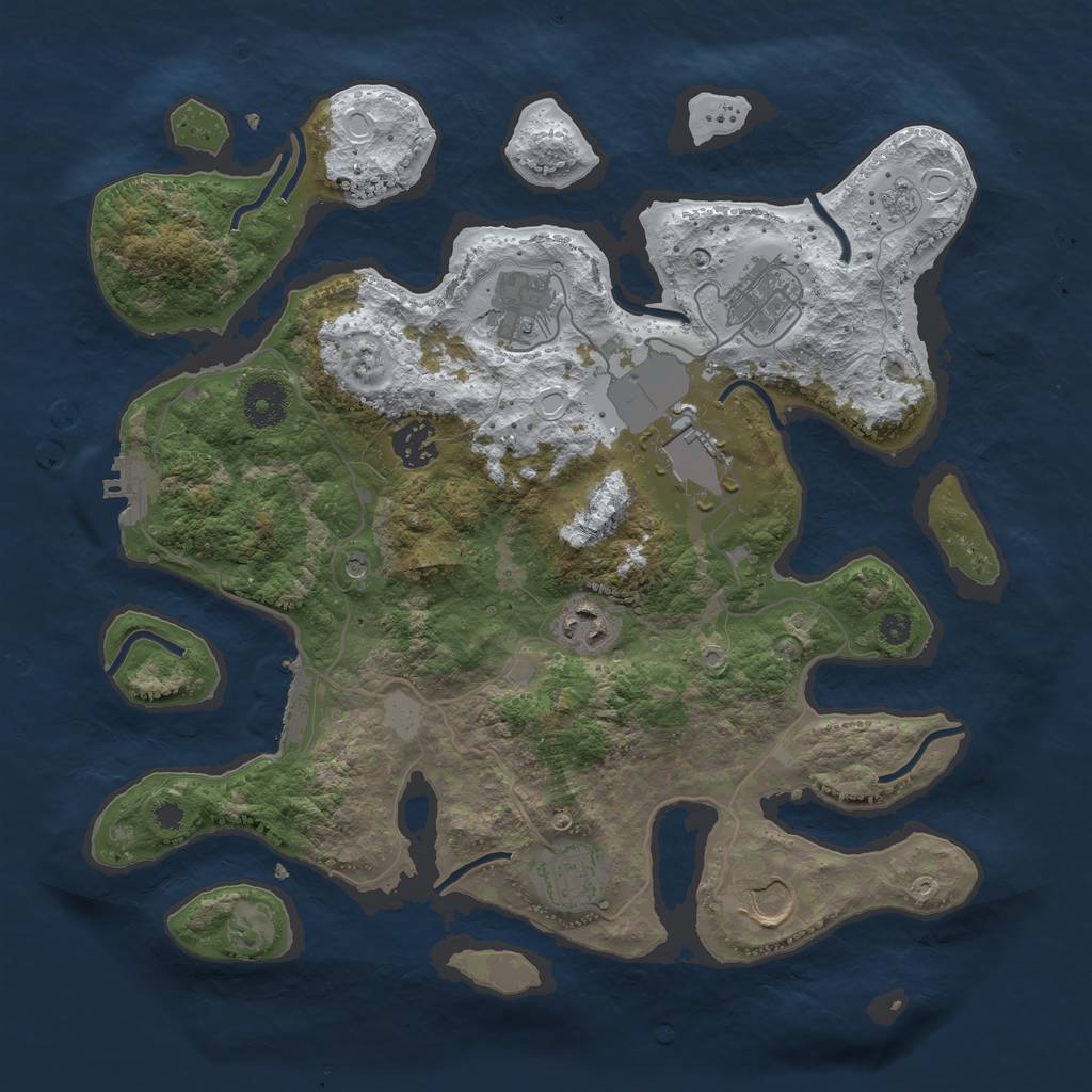 Rust Map: Procedural Map, Size: 3500, Seed: 3424918, 16 Monuments