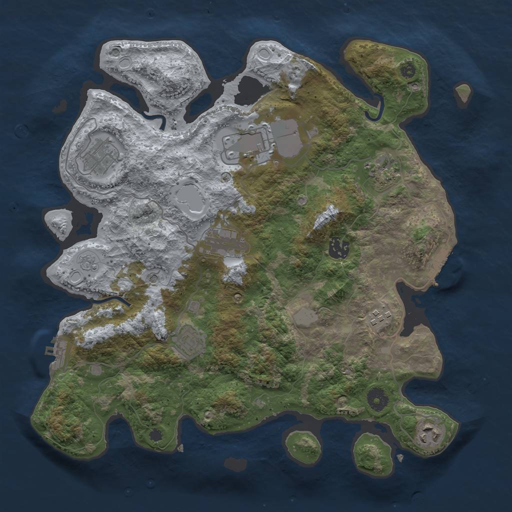 Rust Map: Procedural Map, Size: 3500, Seed: 5344247, 17 Monuments