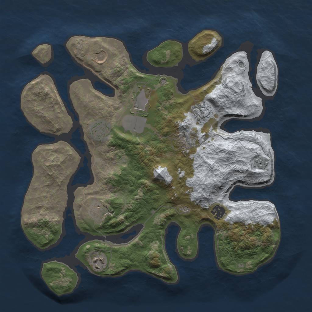 Rust Map: Barren, Size: 3500, Seed: 177236, 11 Monuments