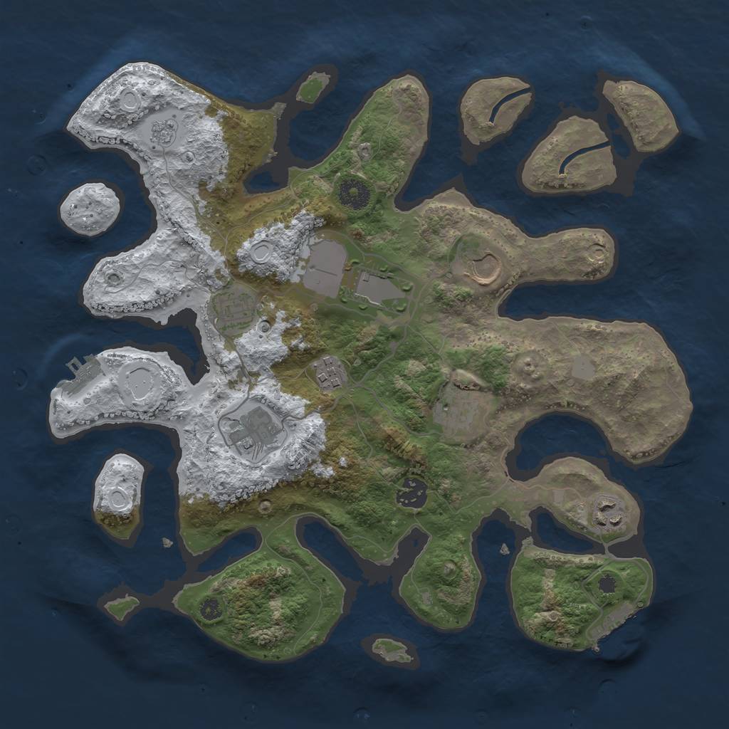 Rust Map: Procedural Map, Size: 3500, Seed: 3470205, 16 Monuments