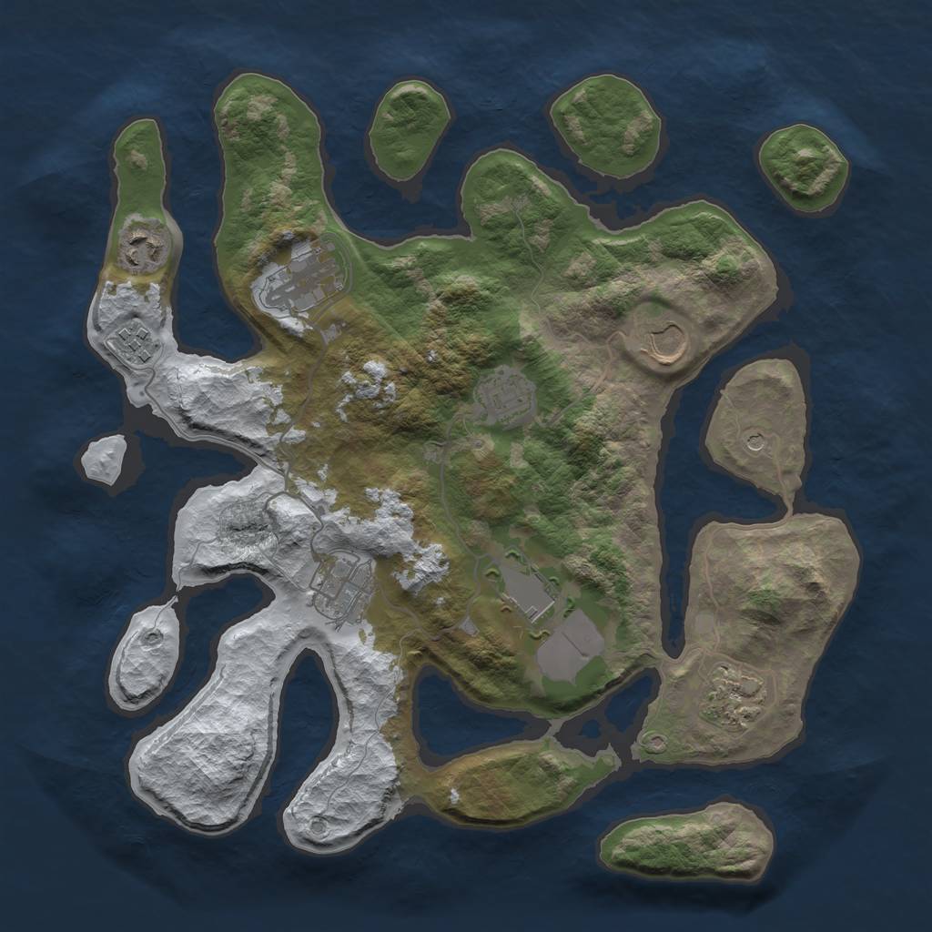 Rust Map: Barren, Size: 3500, Seed: 5086545, 11 Monuments