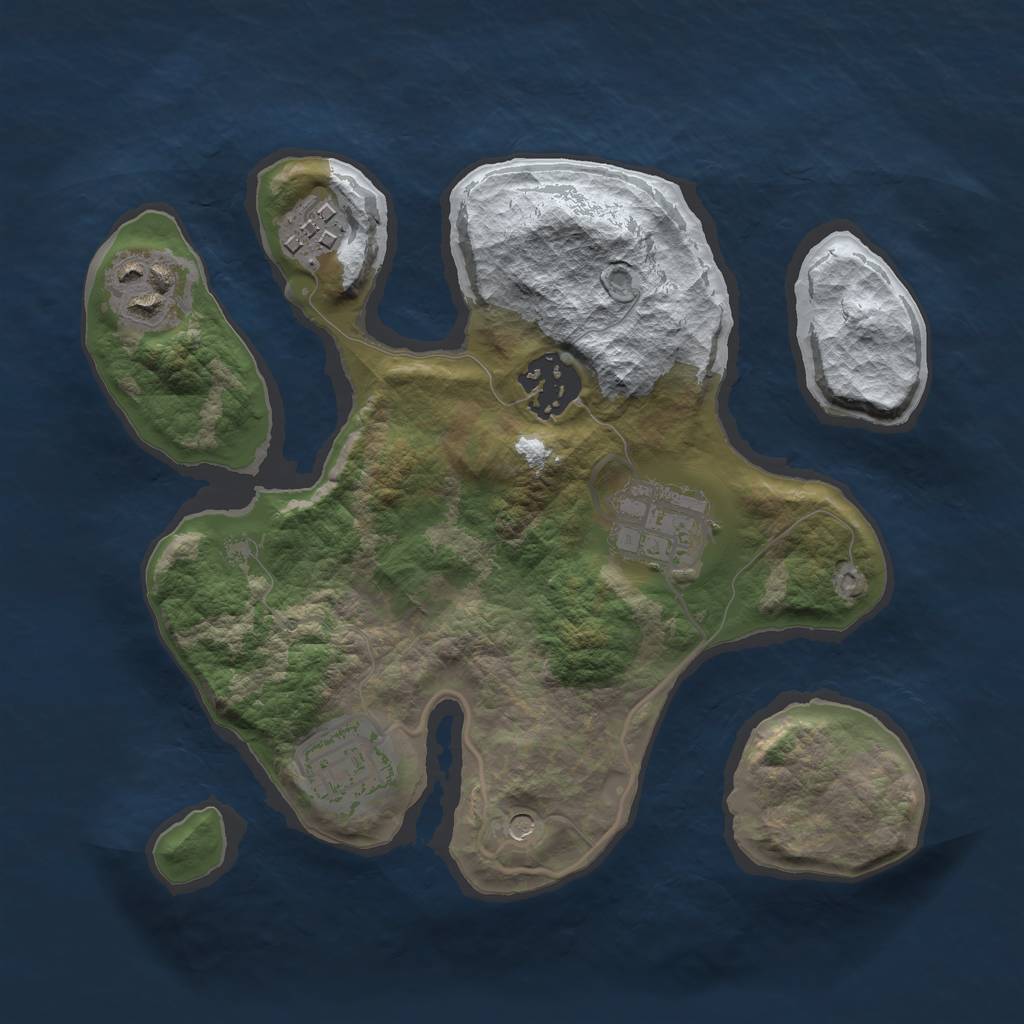 Rust Map: Barren, Size: 2500, Seed: 1235123, 8 Monuments