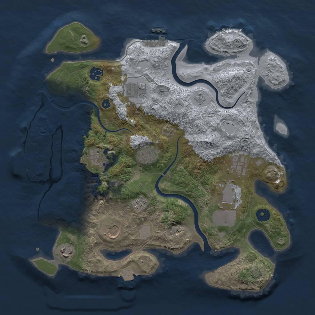 Rust Map: Procedural Map, Size: 3500, Seed: 4043335, 15 Monuments