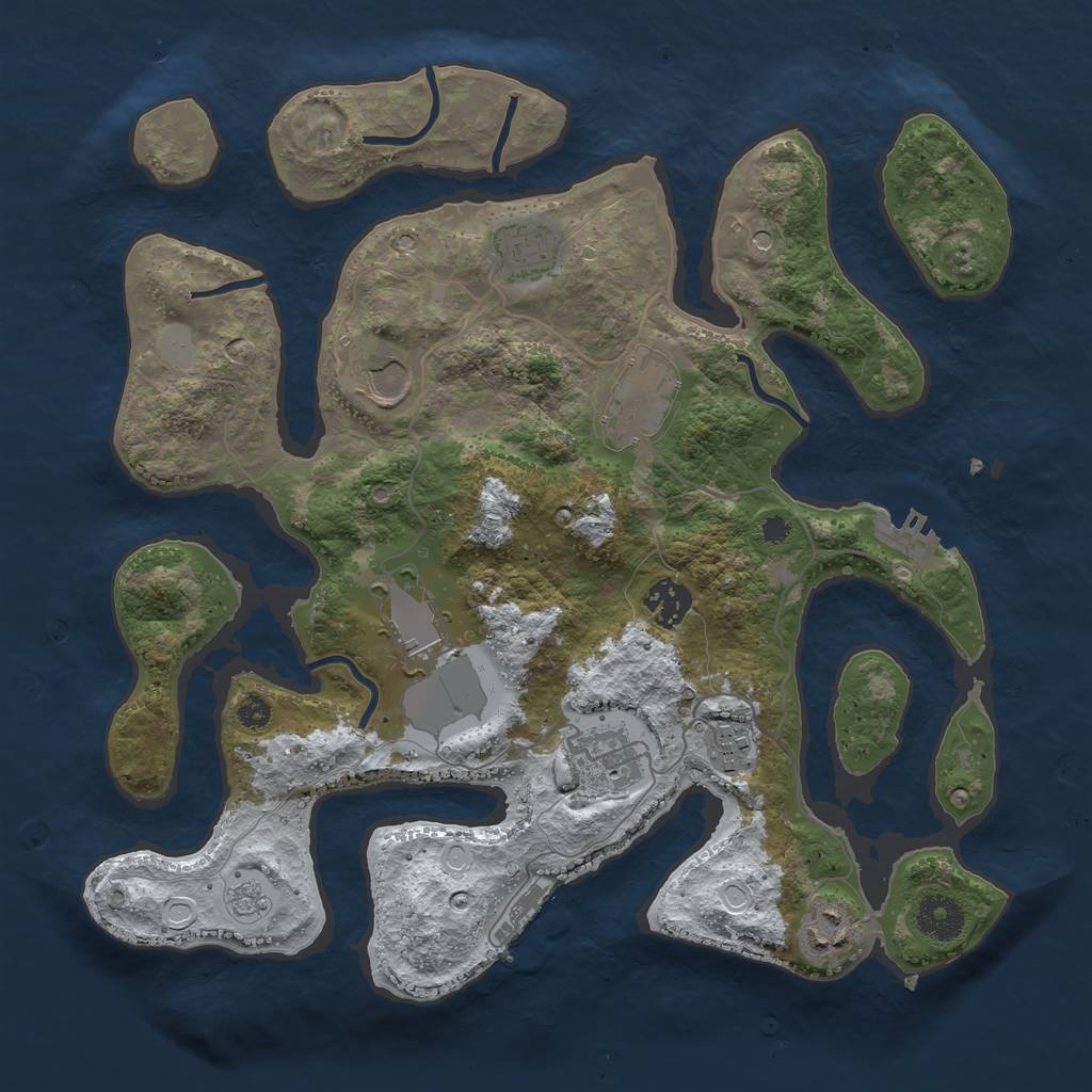 Rust Map: Procedural Map, Size: 3500, Seed: 3142975, 17 Monuments