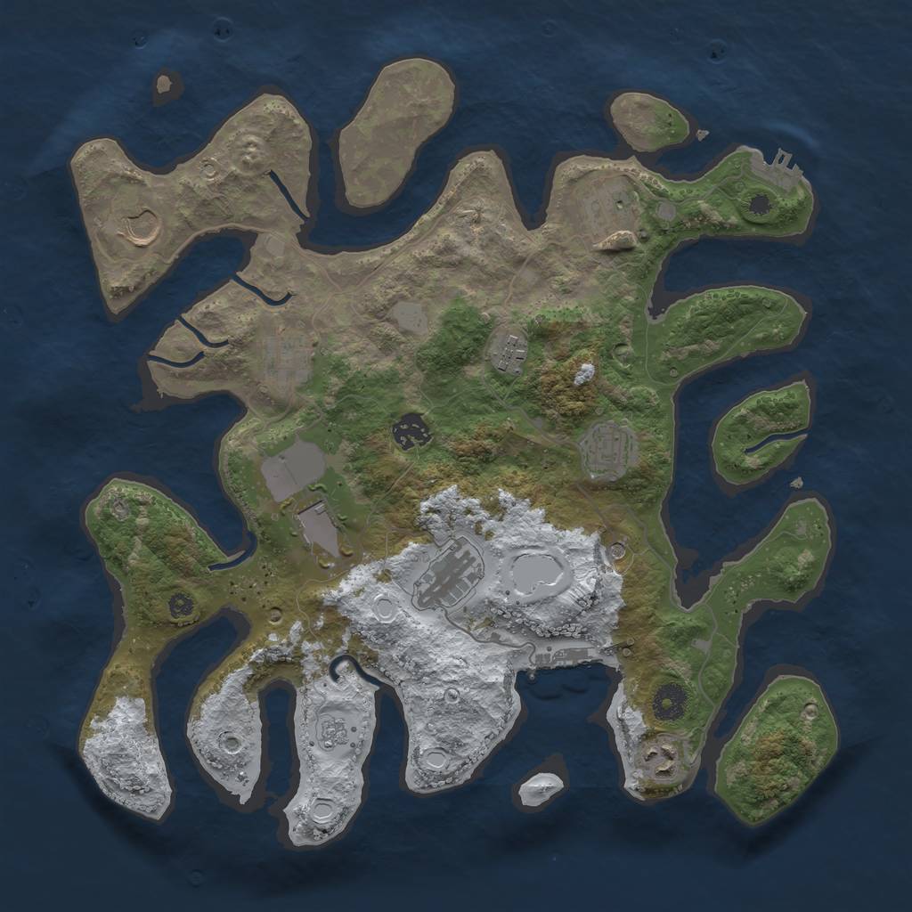 Rust Map: Procedural Map, Size: 3750, Seed: 1027164393, 18 Monuments
