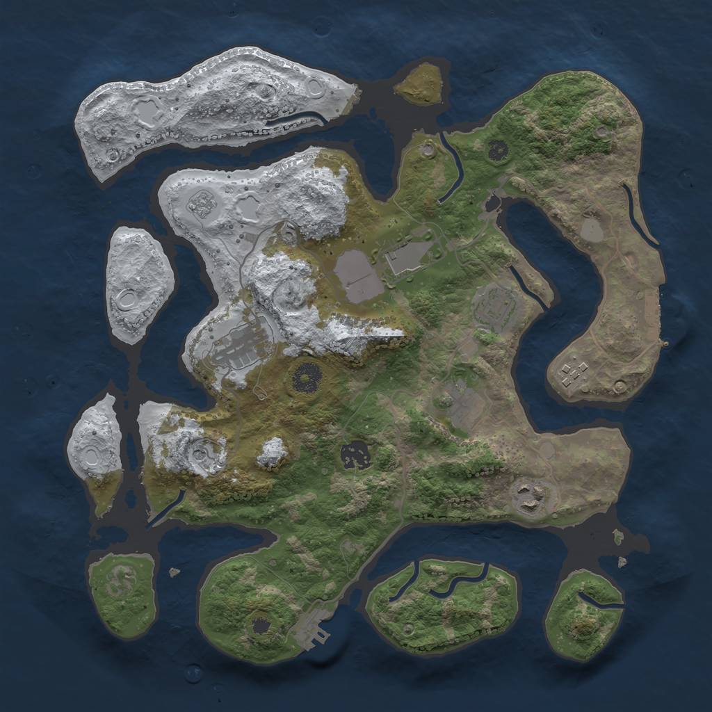 Rust Map: Procedural Map, Size: 3500, Seed: 4199744, 16 Monuments