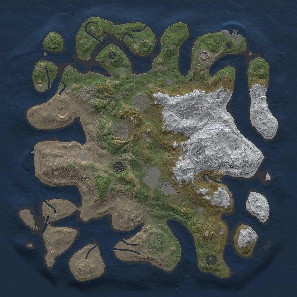 Rust Map: Procedural Map, Size: 4000, Seed: 1295984, 18 Monuments