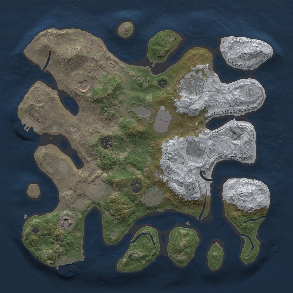 Rust Map: Procedural Map, Size: 3500, Seed: 5013233, 18 Monuments