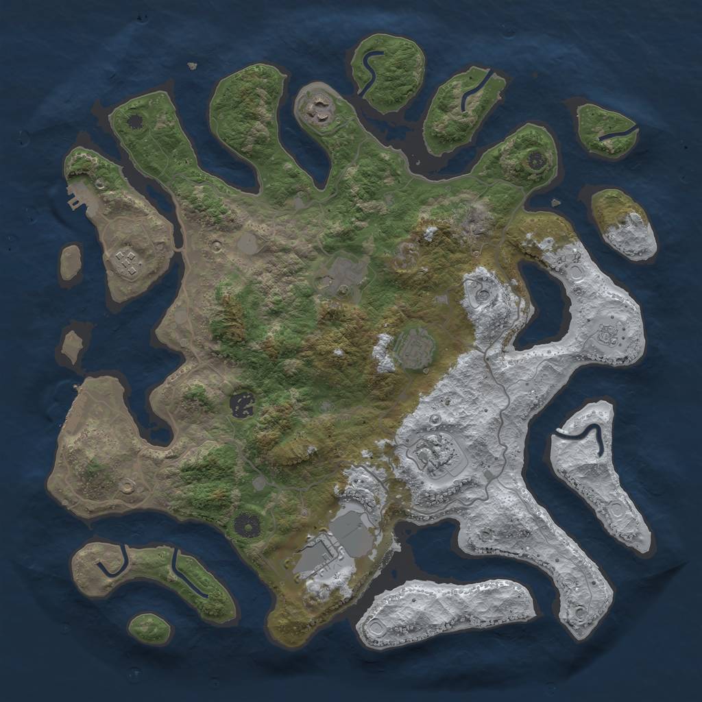 Rust Map: Procedural Map, Size: 4000, Seed: 1116337, 16 Monuments
