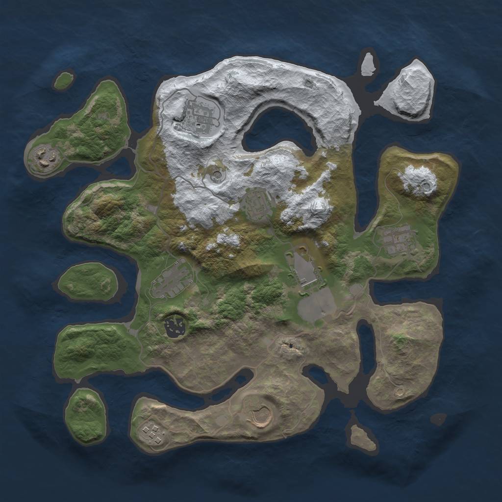 Rust Map: Barren, Size: 3500, Seed: 3310690, 12 Monuments