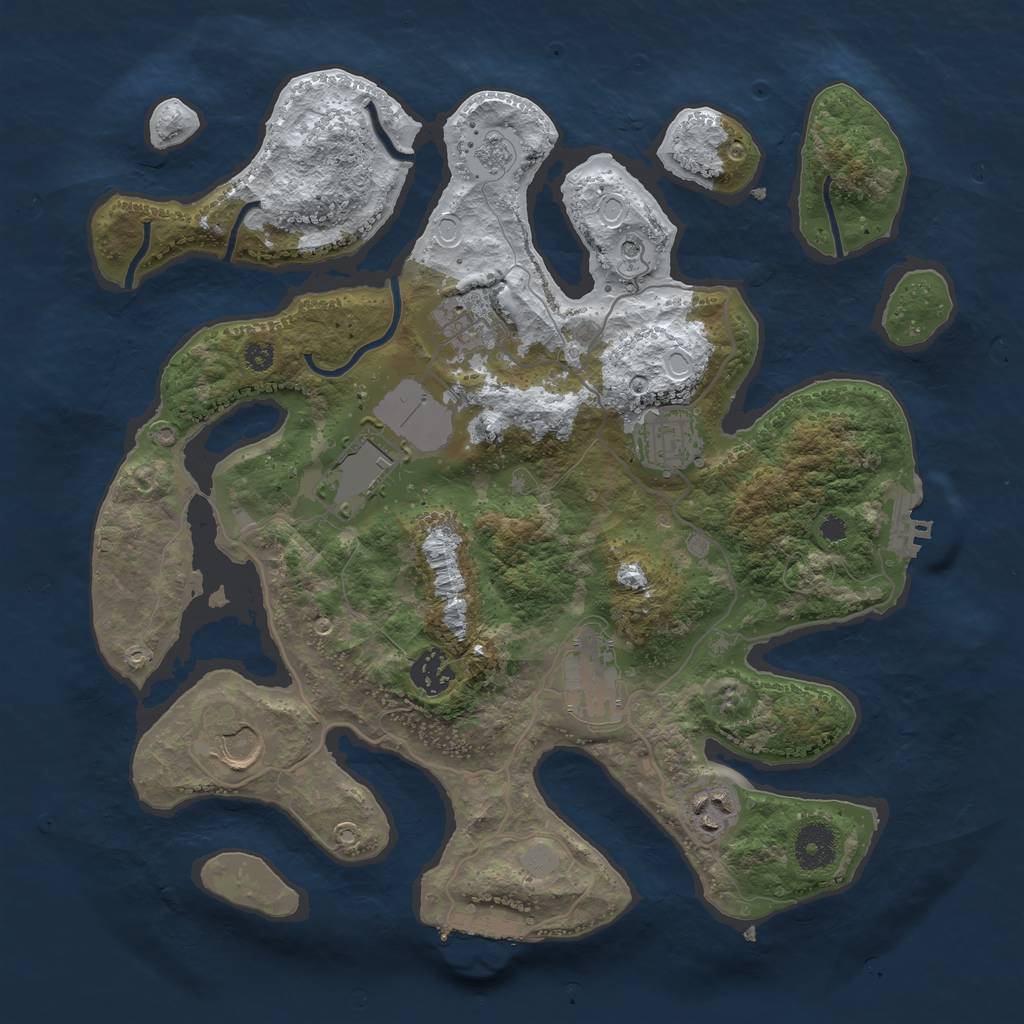 Rust Map: Procedural Map, Size: 3500, Seed: 6444934, 16 Monuments