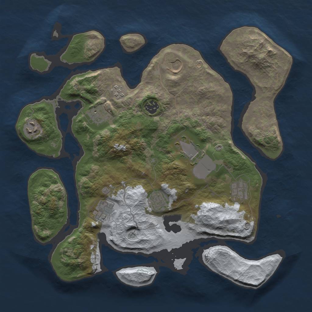 Rust Map: Barren, Size: 3500, Seed: 2274470, 12 Monuments