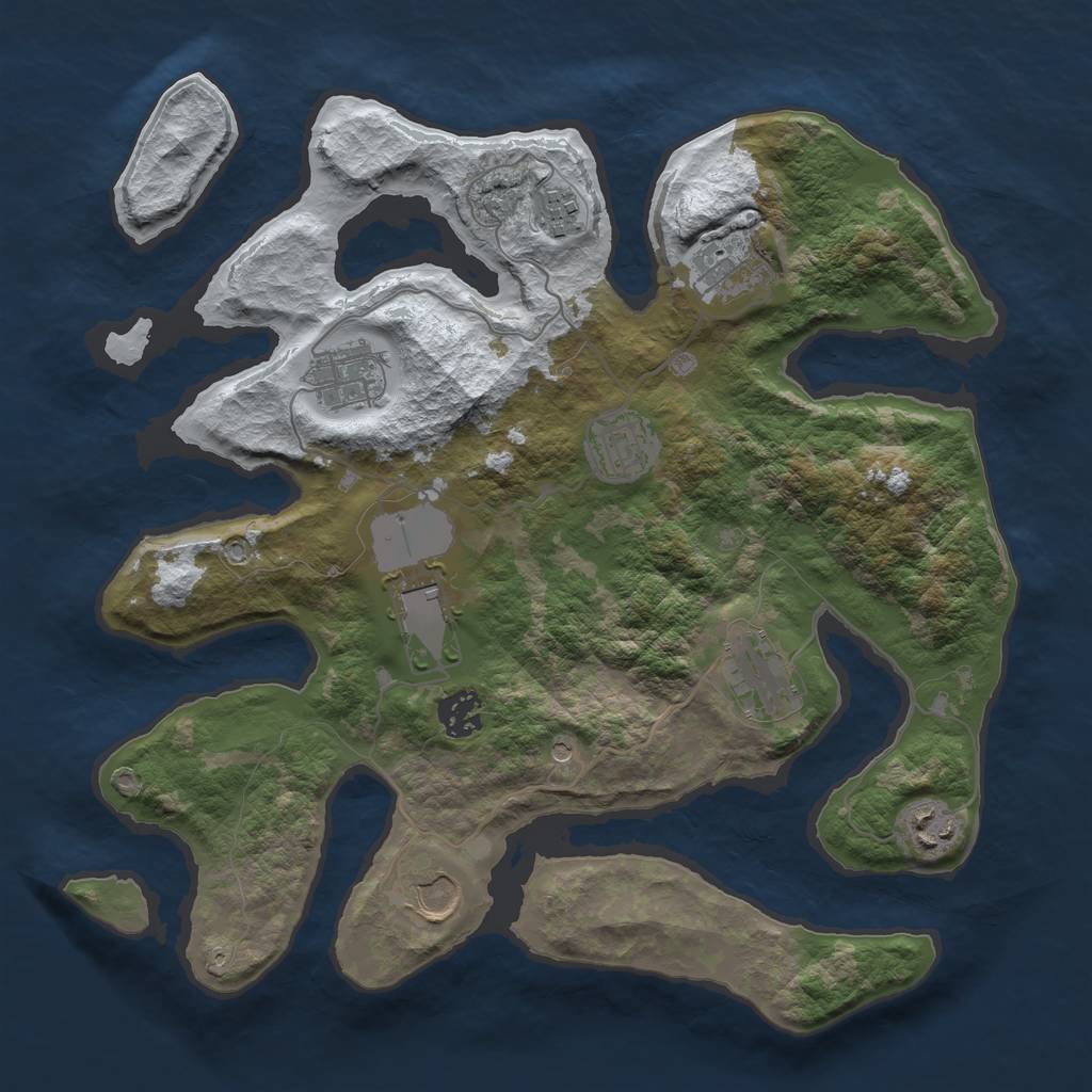 Rust Map: Barren, Size: 3500, Seed: 5770959, 12 Monuments