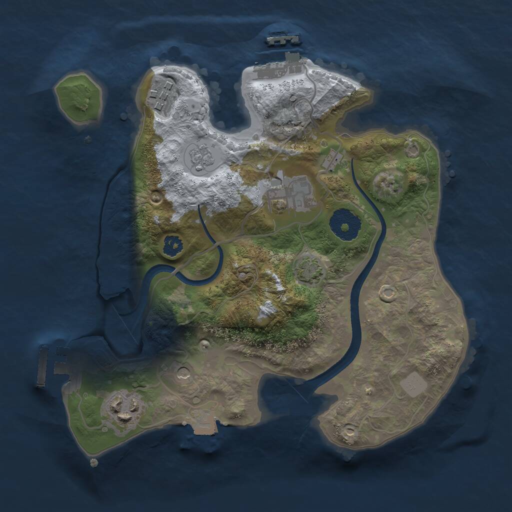 Rust Map: Procedural Map, Size: 2500, Seed: 23964, 9 Monuments