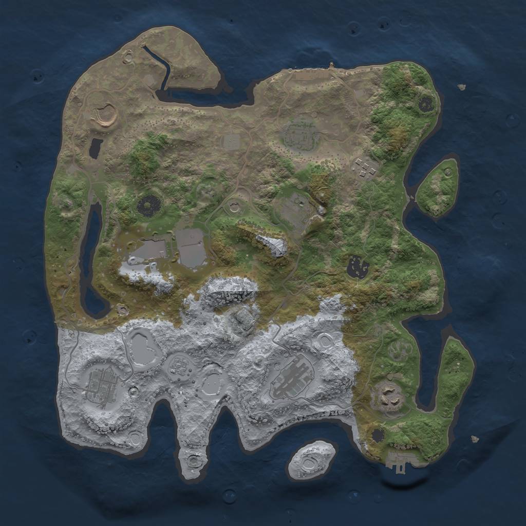 Rust Map: Procedural Map, Size: 3500, Seed: 2767084, 18 Monuments