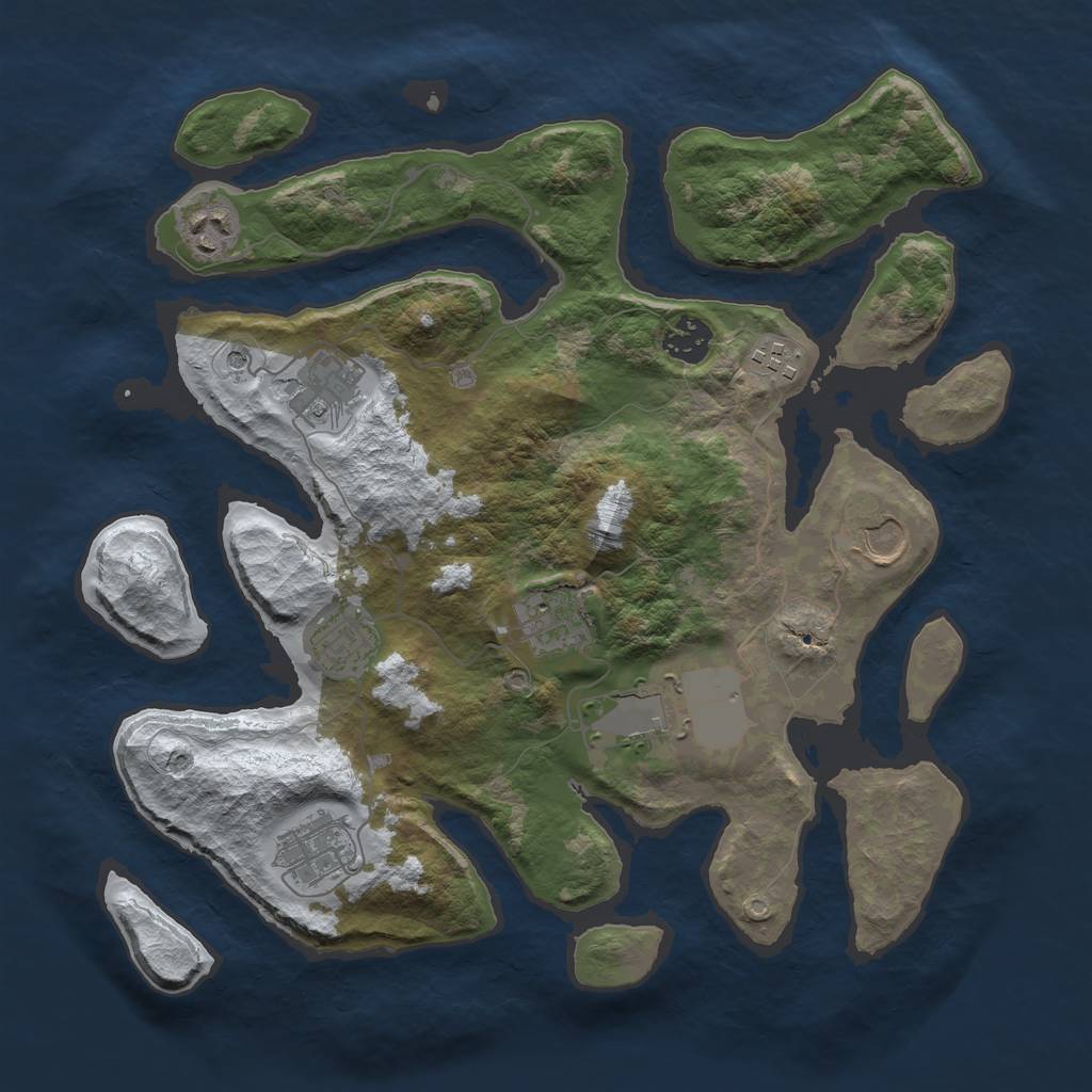 Rust Map: Barren, Size: 3500, Seed: 782475, 12 Monuments