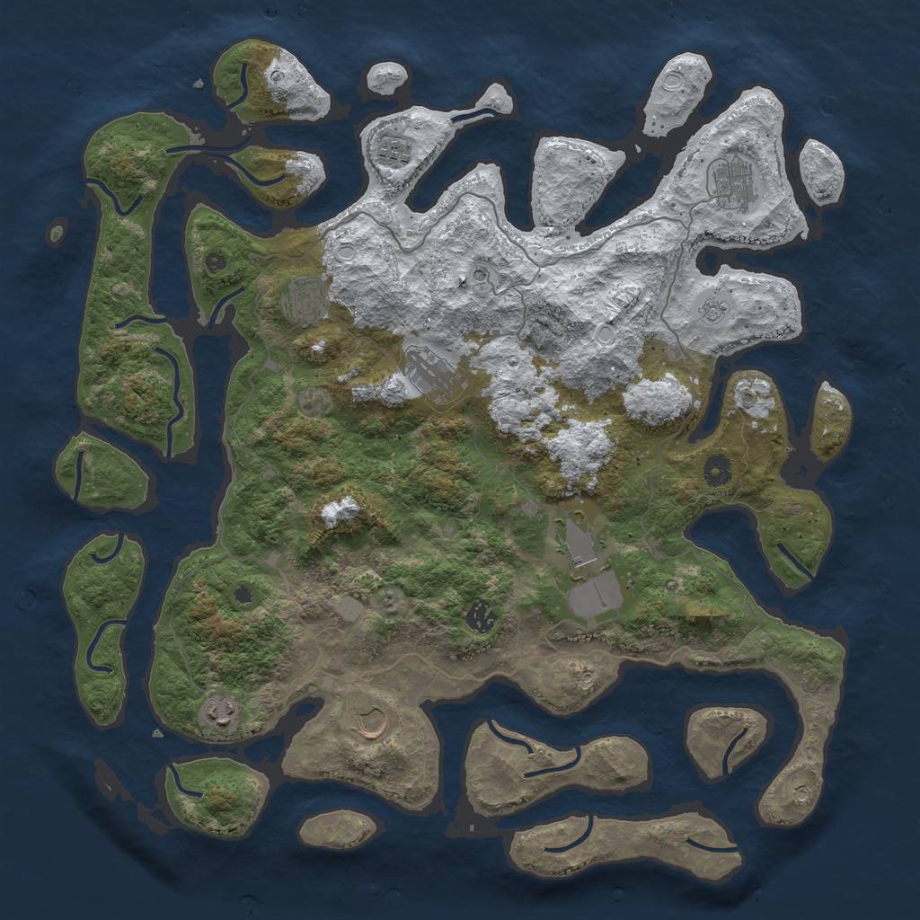 Rust Map: Procedural Map, Size: 4500, Seed: 1060368226, 15 Monuments