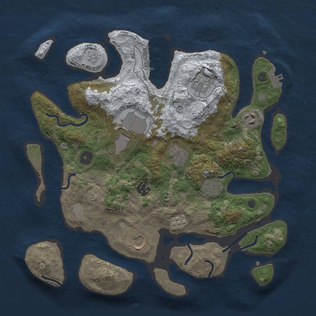 Rust Map: Procedural Map, Size: 3500, Seed: 5393730, 17 Monuments