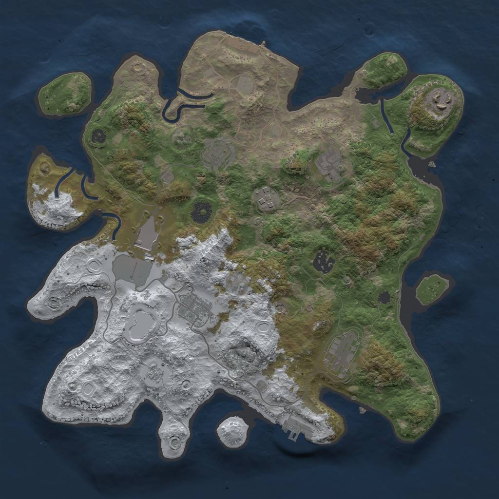 Rust Map: Procedural Map, Size: 3500, Seed: 3194511, 17 Monuments