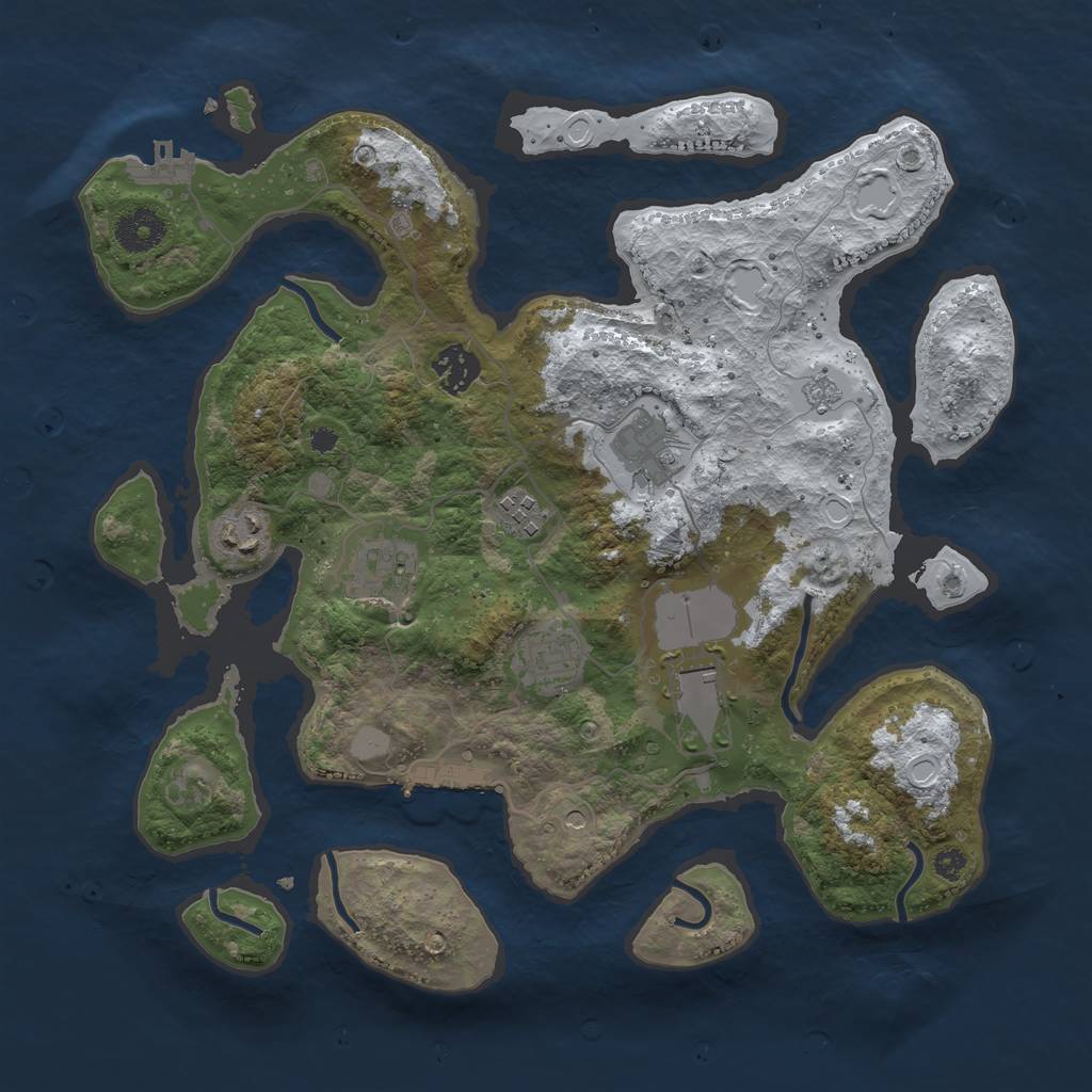 Rust Map: Procedural Map, Size: 3500, Seed: 5115564, 16 Monuments