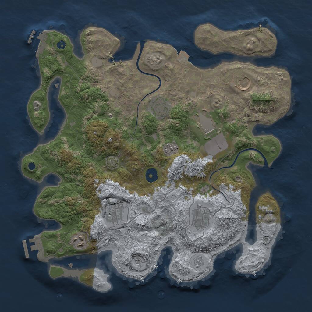 Rust Map: Procedural Map, Size: 3500, Seed: 4199471, 13 Monuments