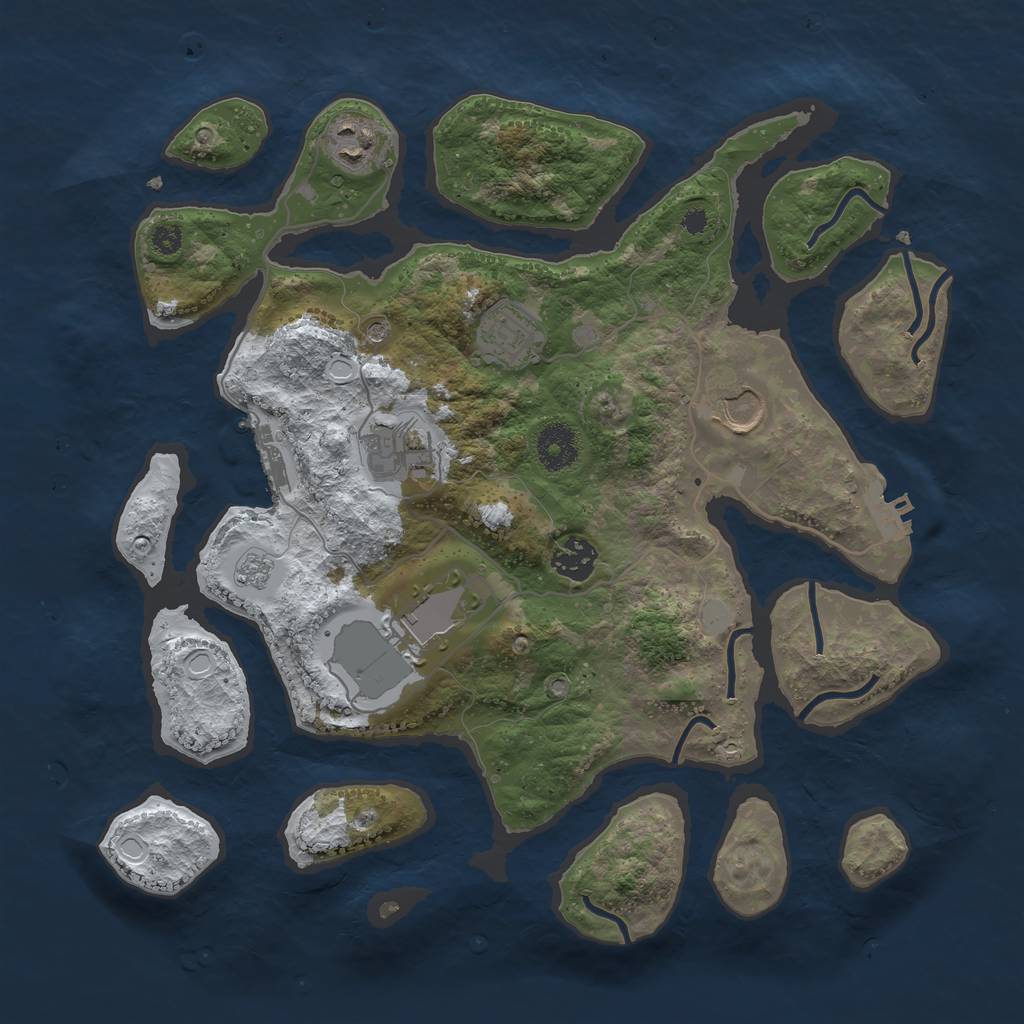 Rust Map: Procedural Map, Size: 3500, Seed: 913890, 15 Monuments