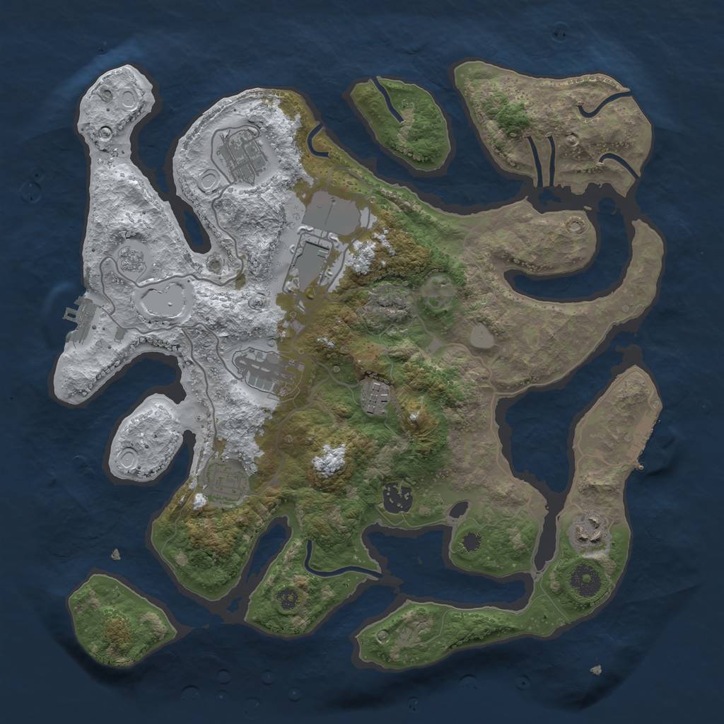 Rust Map: Procedural Map, Size: 3500, Seed: 6378743, 15 Monuments