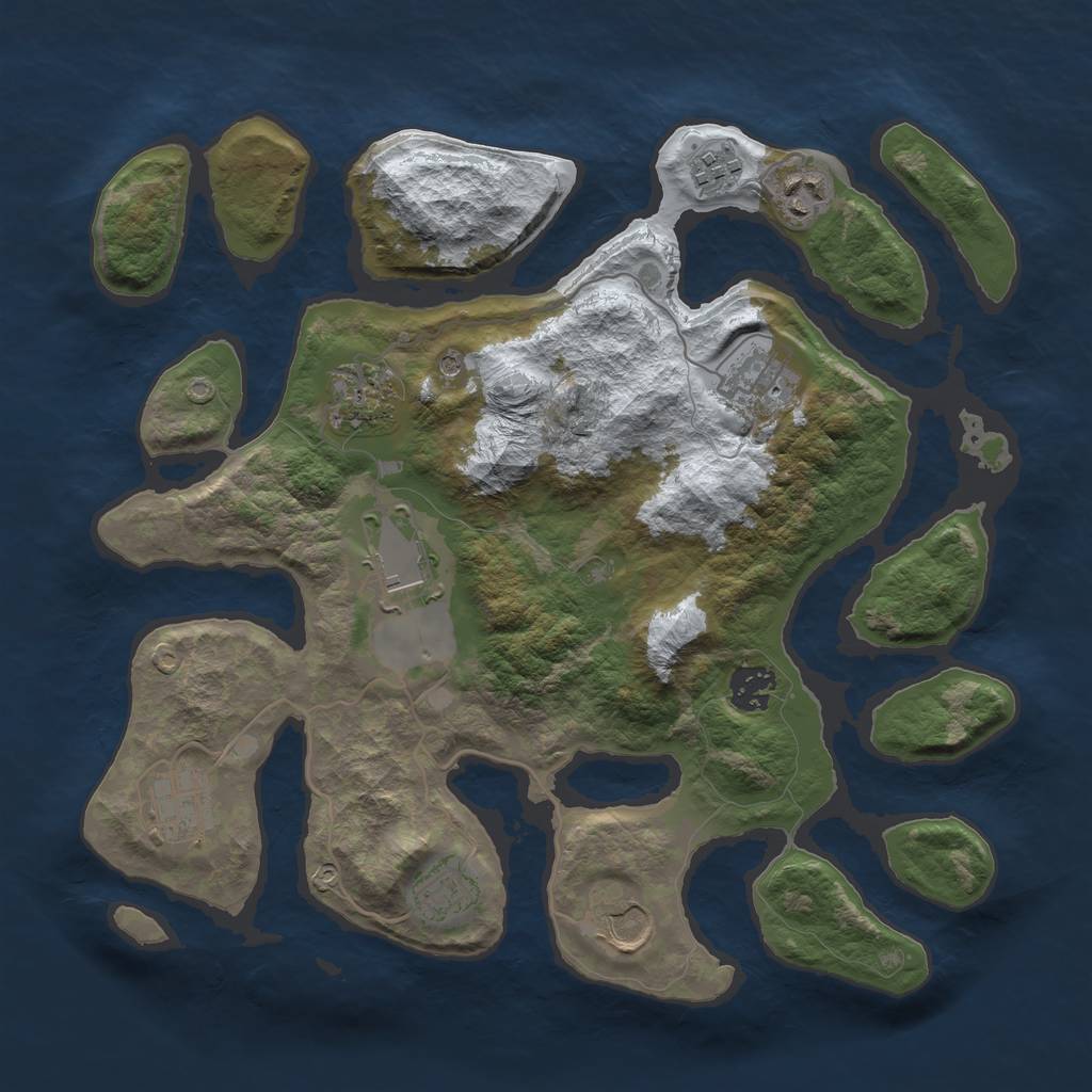 Rust Map: Barren, Size: 3500, Seed: 4942730, 12 Monuments