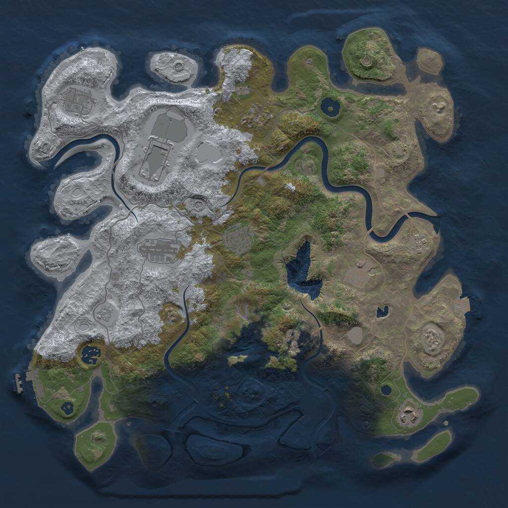 Rust Map: Procedural Map, Size: 4000, Seed: 1812941, 14 Monuments