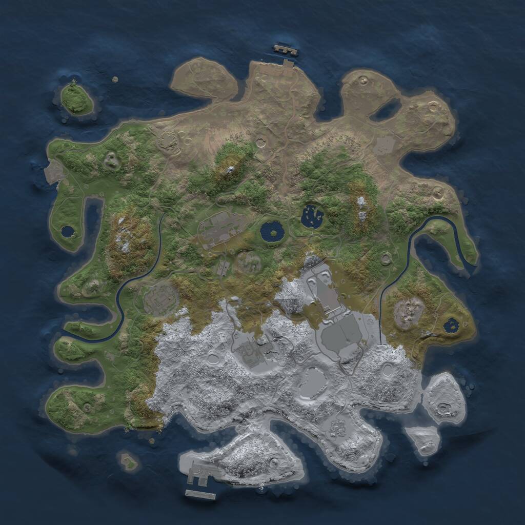 Rust Map: Procedural Map, Size: 3500, Seed: 1316547, 11 Monuments
