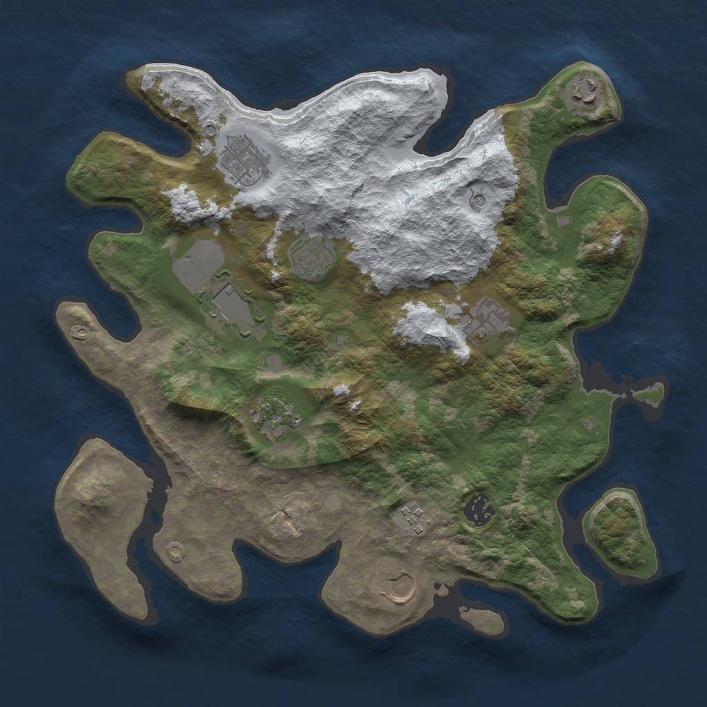 Rust Map: Barren, Size: 3500, Seed: 4366496, 12 Monuments