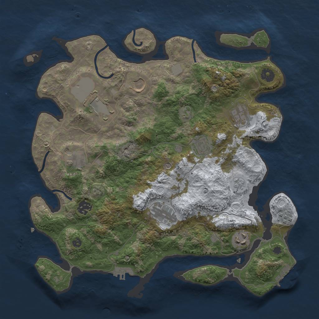 Rust Map: Procedural Map, Size: 3500, Seed: 1787615886, 18 Monuments