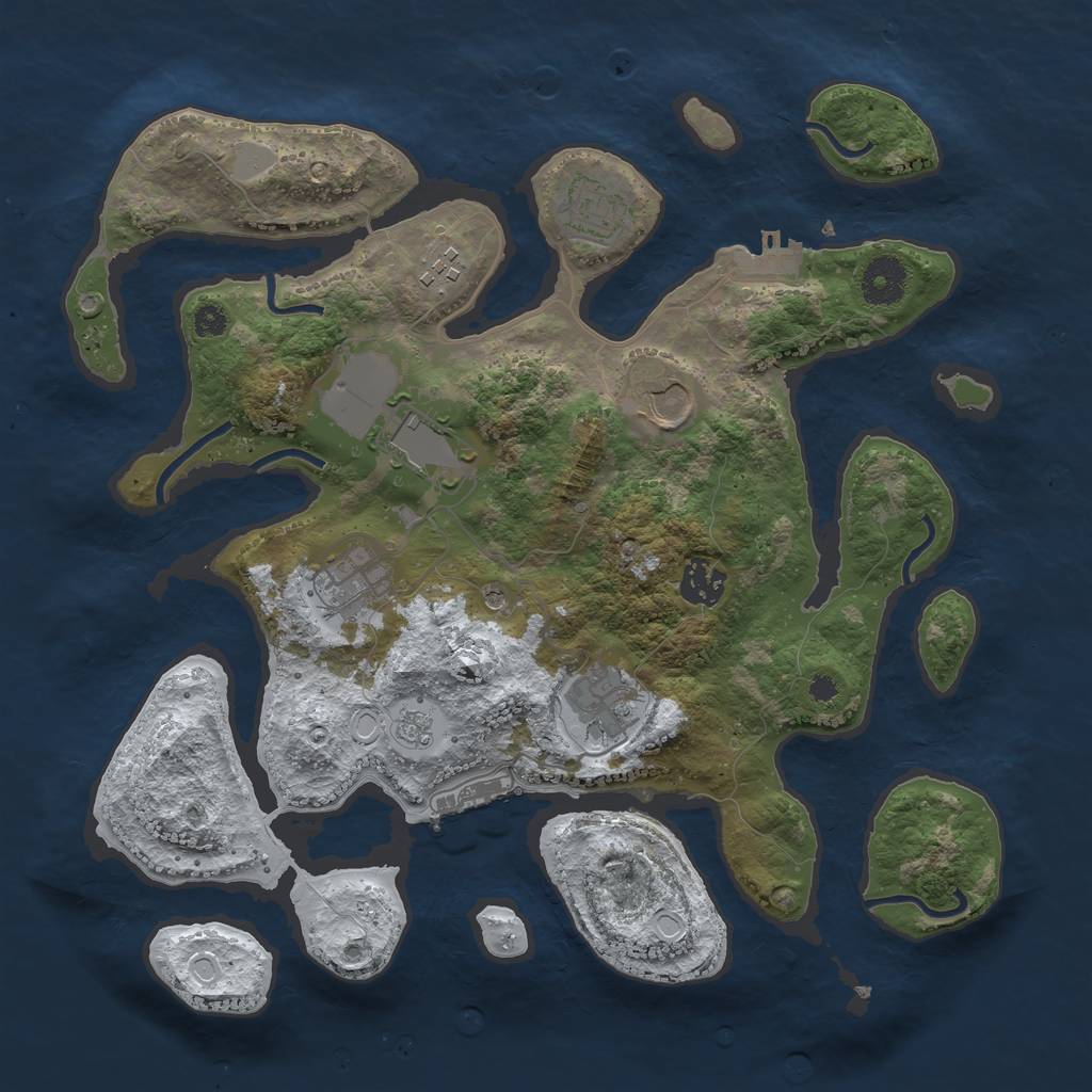 Rust Map: Procedural Map, Size: 3500, Seed: 4335763, 16 Monuments
