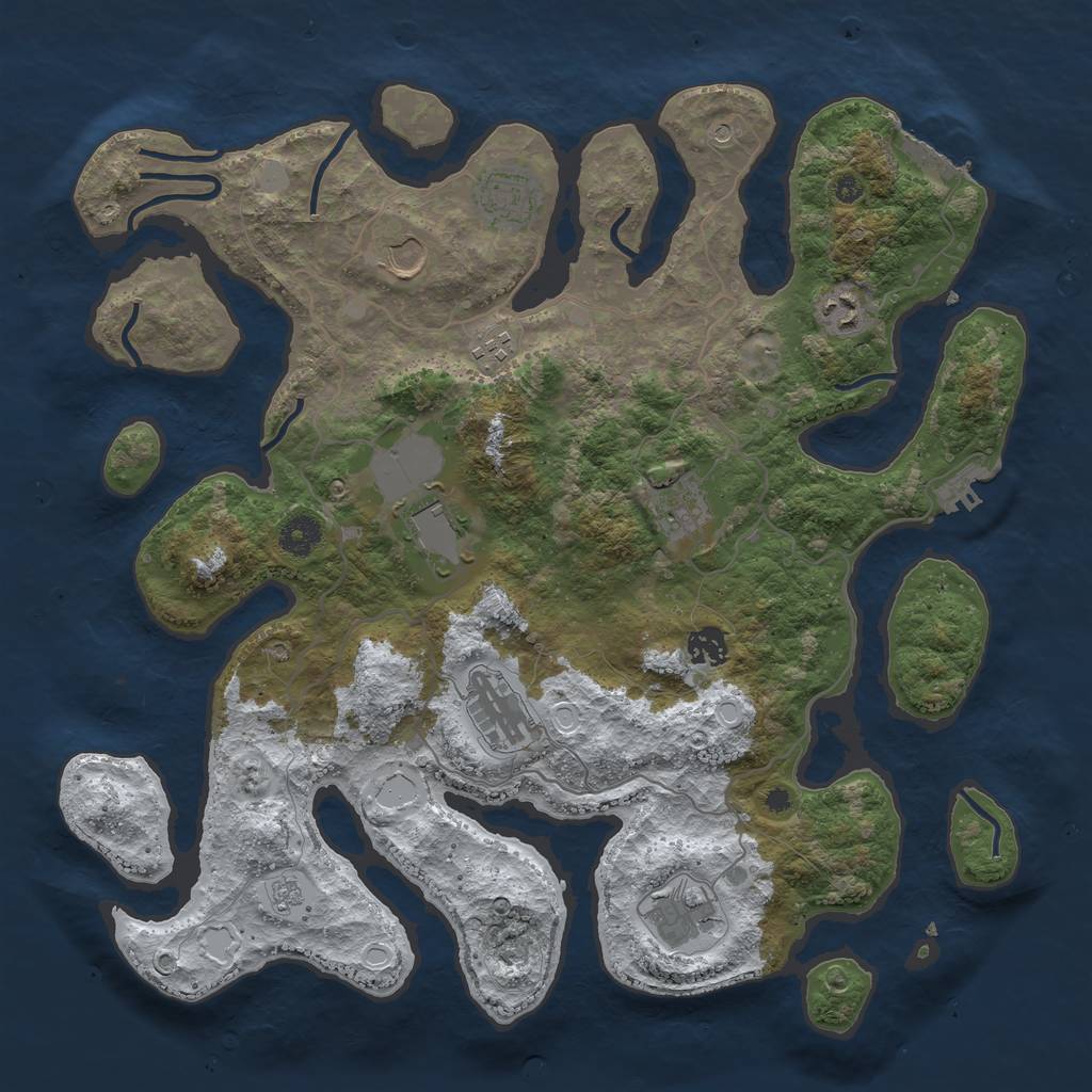 Rust Map: Procedural Map, Size: 4000, Seed: 4402830, 18 Monuments