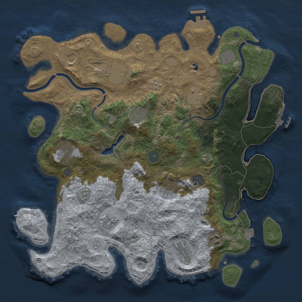 Rust Map: Procedural Map, Size: 4000, Seed: 4402830, 17 Monuments