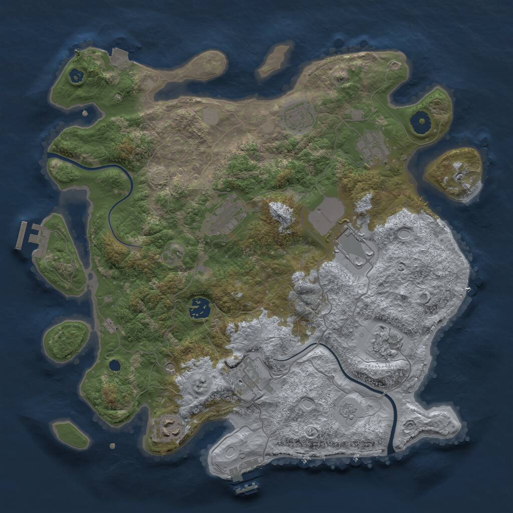 Rust Map: Procedural Map, Size: 3600, Seed: 344, 14 Monuments
