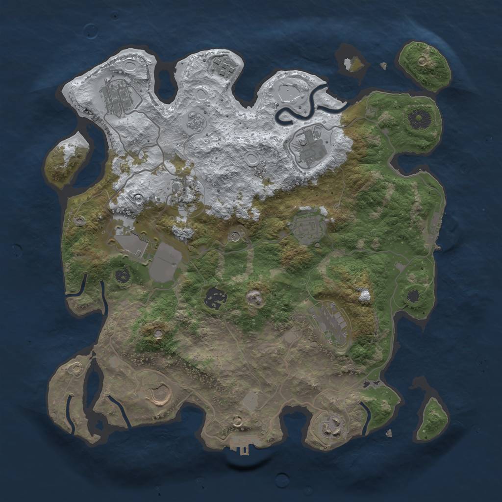 Rust Map: Procedural Map, Size: 3500, Seed: 594910, 19 Monuments
