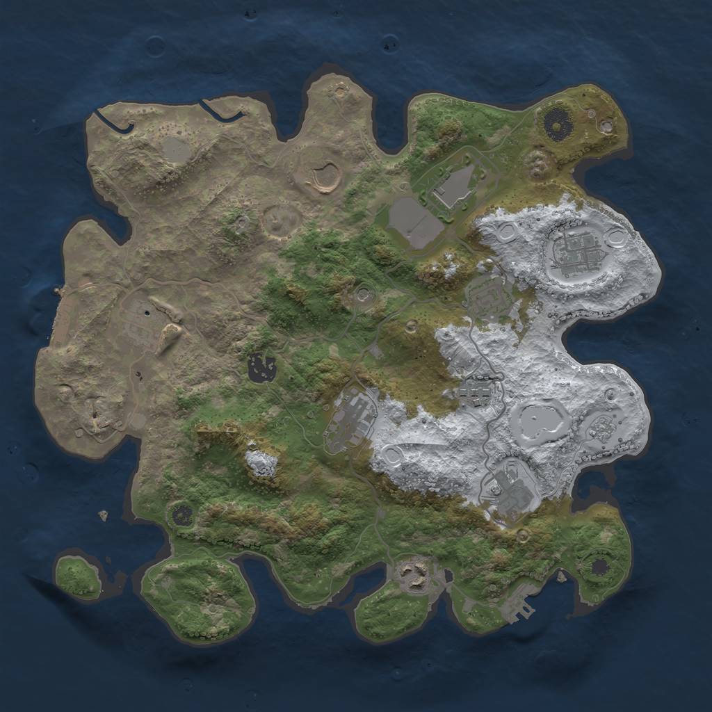 Rust Map: Procedural Map, Size: 3500, Seed: 2636612, 19 Monuments