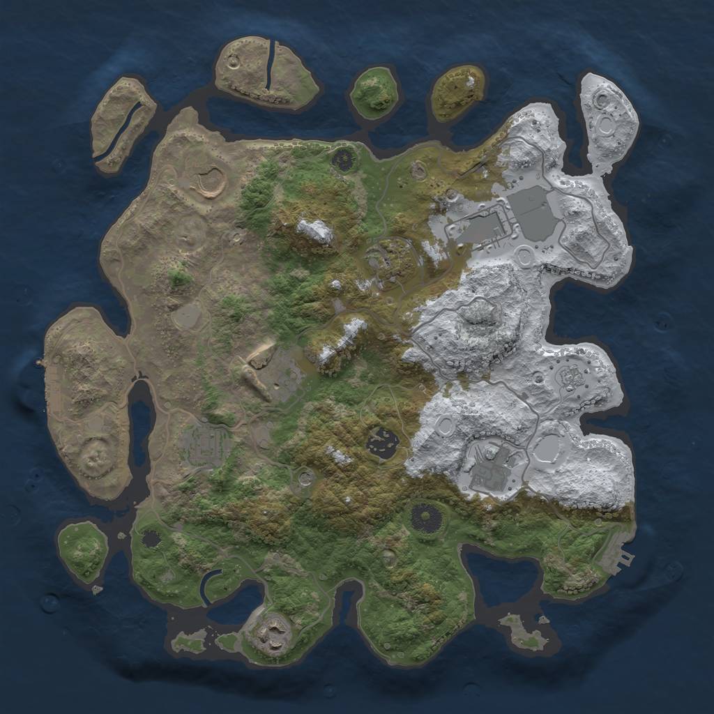 Rust Map: Procedural Map, Size: 3500, Seed: 1539380, 17 Monuments