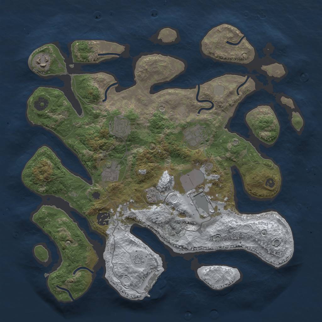 Rust Map: Procedural Map, Size: 3500, Seed: 3907409, 15 Monuments