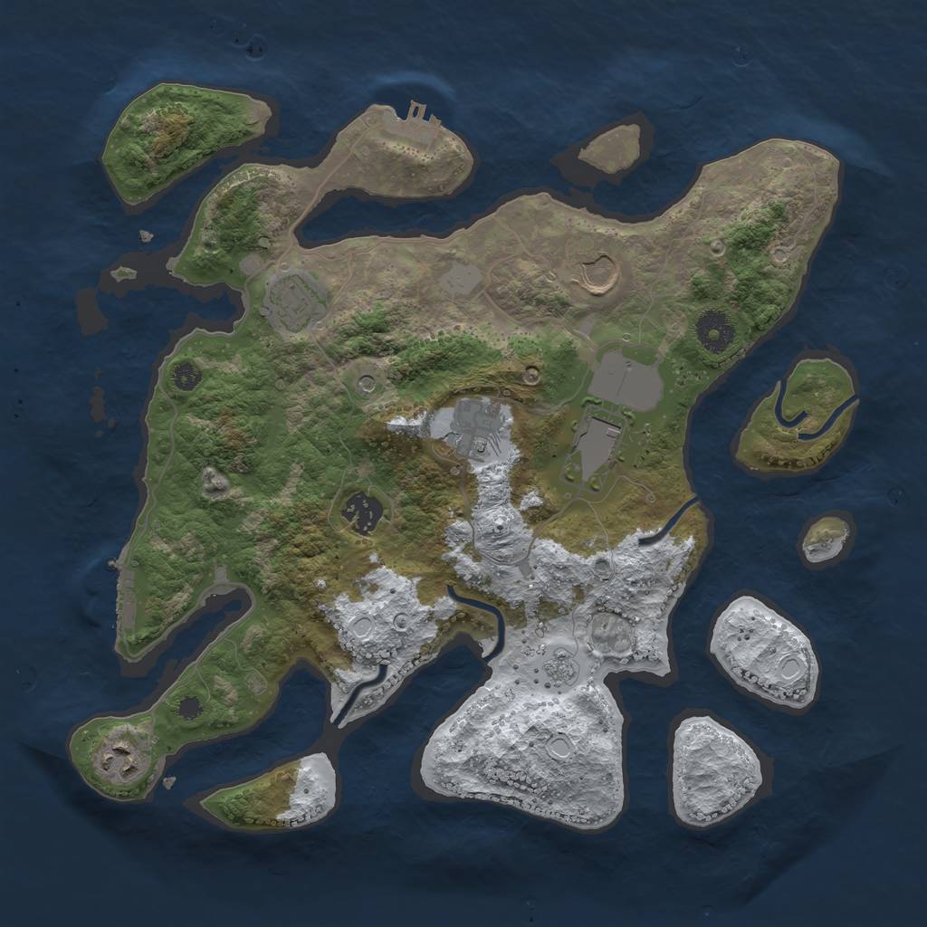 Rust Map: Procedural Map, Size: 3500, Seed: 70141792, 15 Monuments