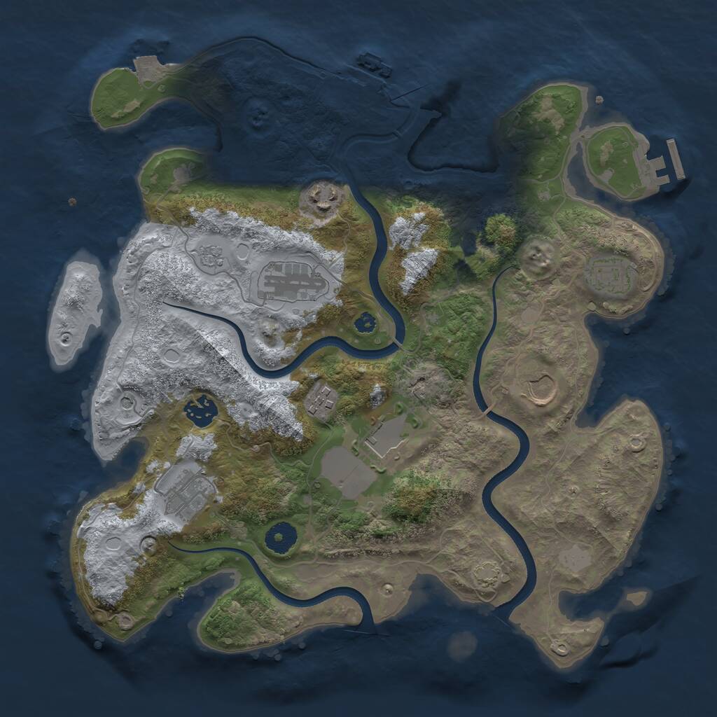 Rust Map: Procedural Map, Size: 3500, Seed: 3875949, 14 Monuments