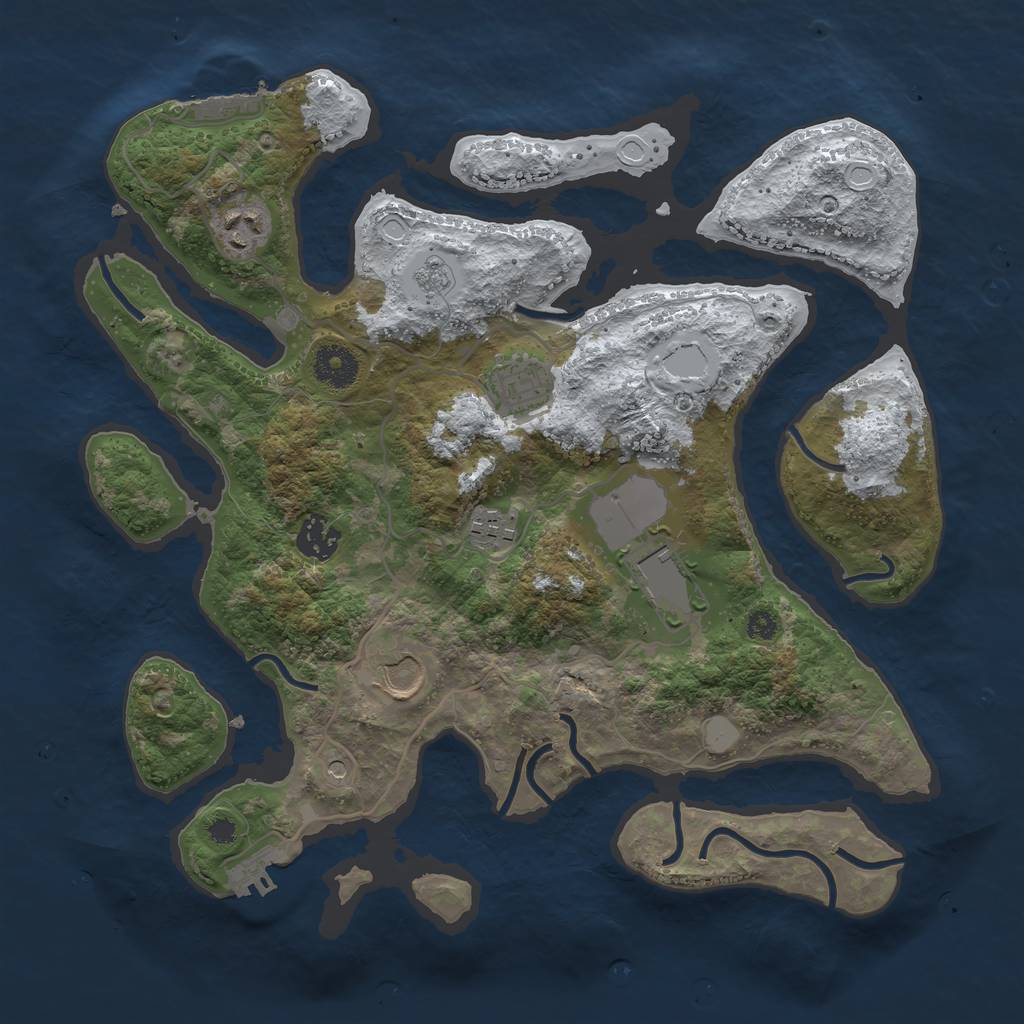 Rust Map: Procedural Map, Size: 3500, Seed: 4188401, 15 Monuments