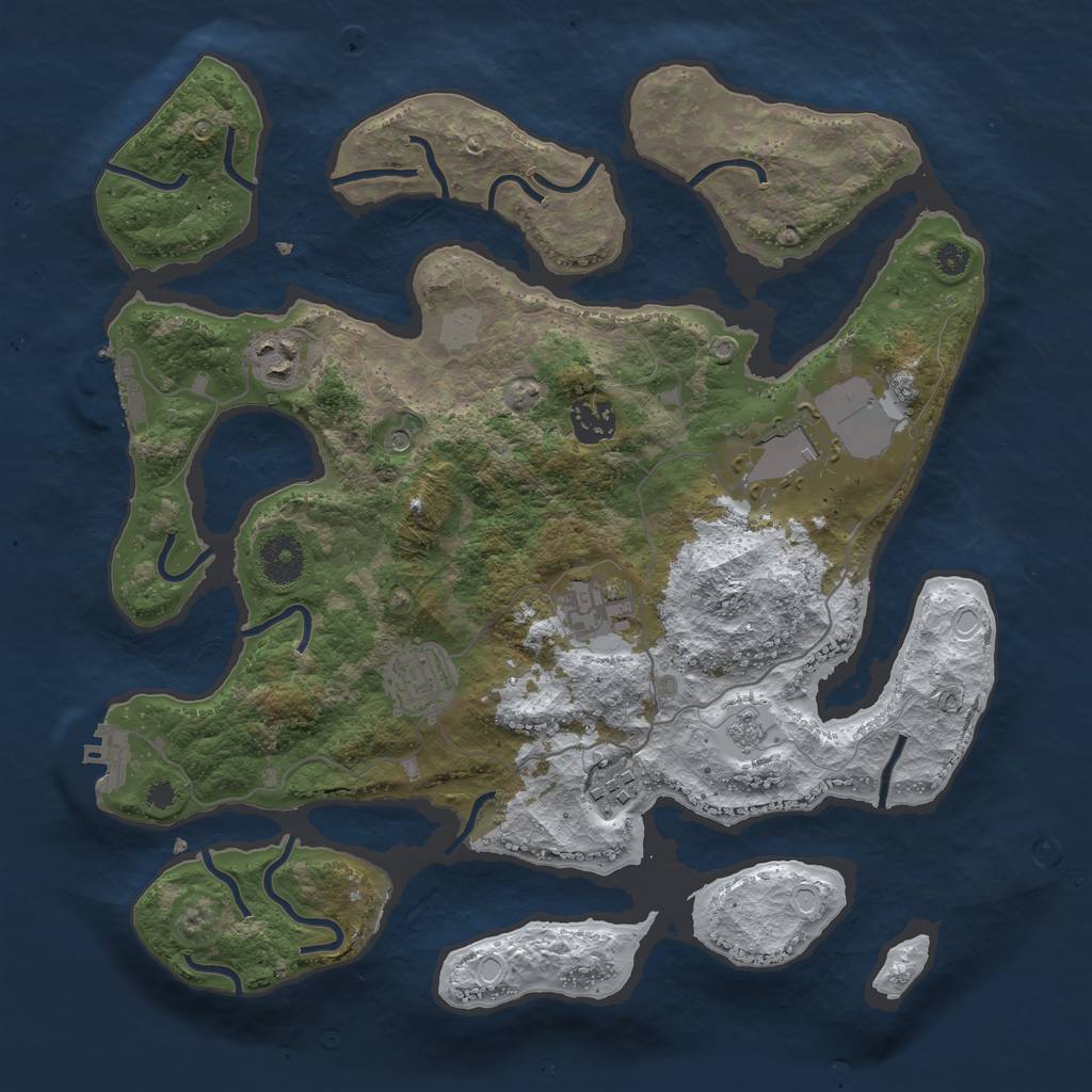 Rust Map: Procedural Map, Size: 3500, Seed: 378932, 15 Monuments