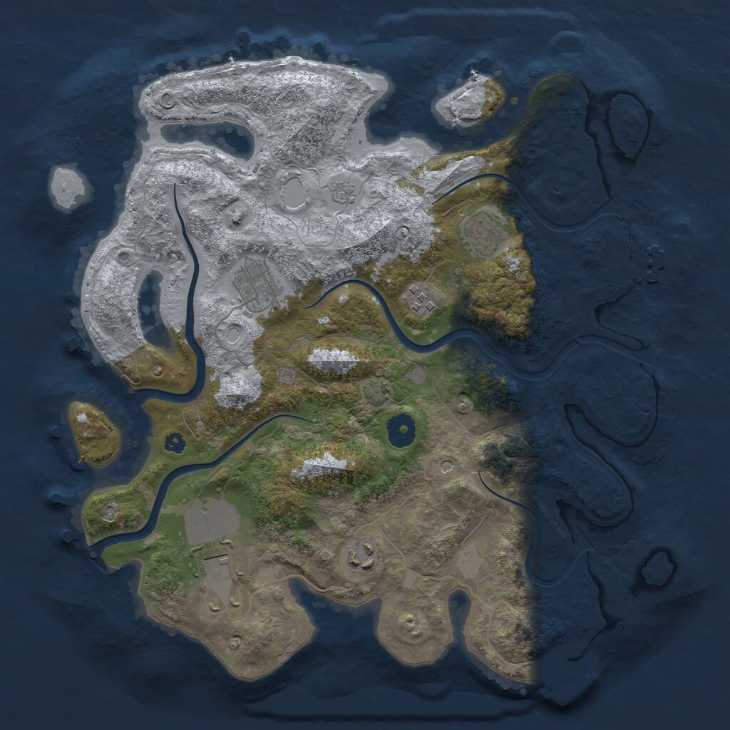 Rust Map: Procedural Map, Size: 3500, Seed: 1647811, 11 Monuments